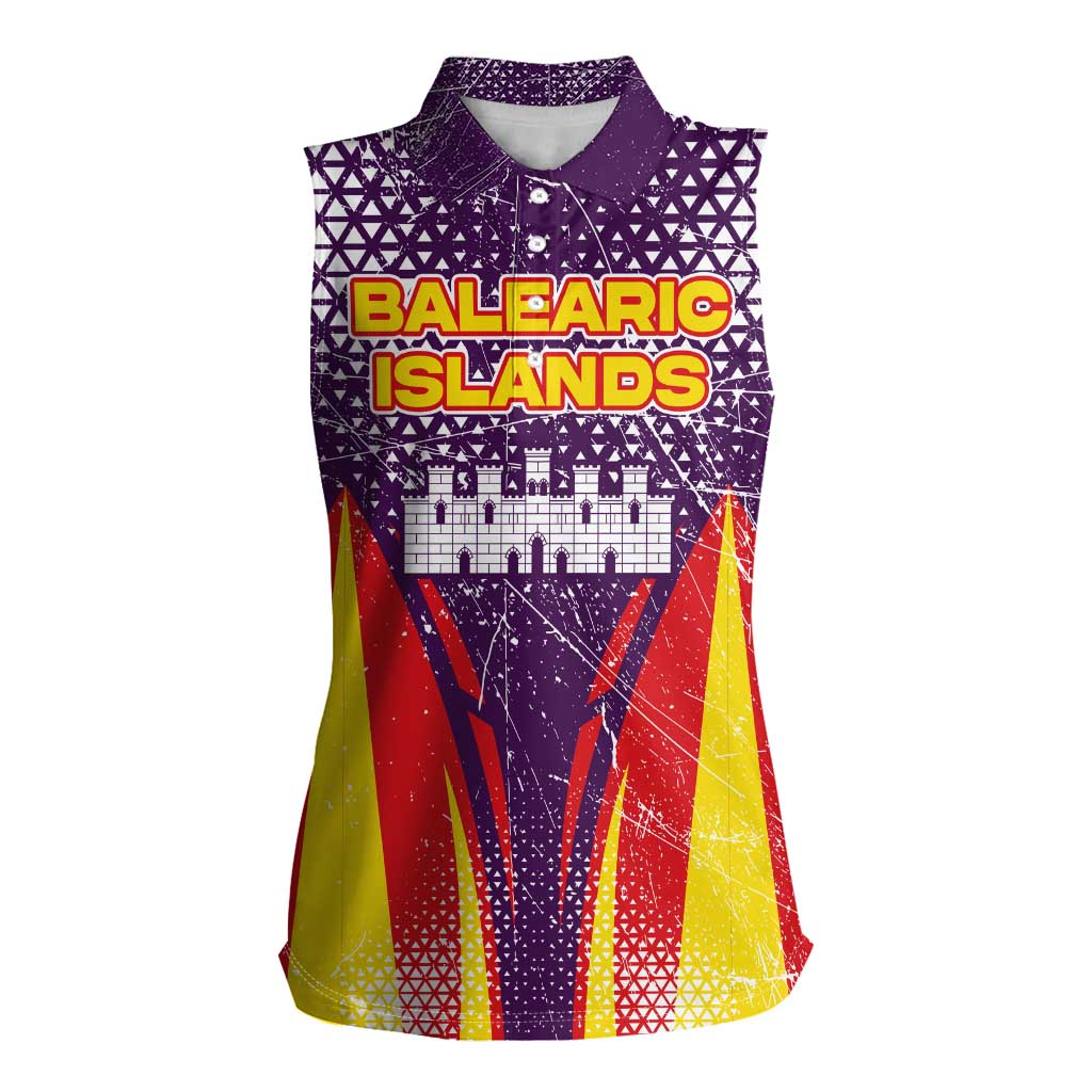 Balearic Islands Flag Women Sleeveless Polo Shirt Autonomous Community of Spain - Wonder Print Shop
