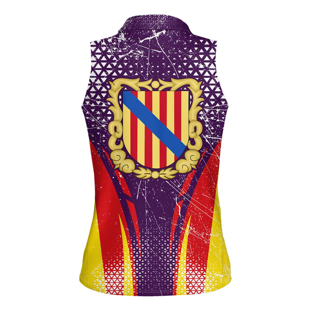 Balearic Islands Flag Women Sleeveless Polo Shirt Autonomous Community of Spain - Wonder Print Shop