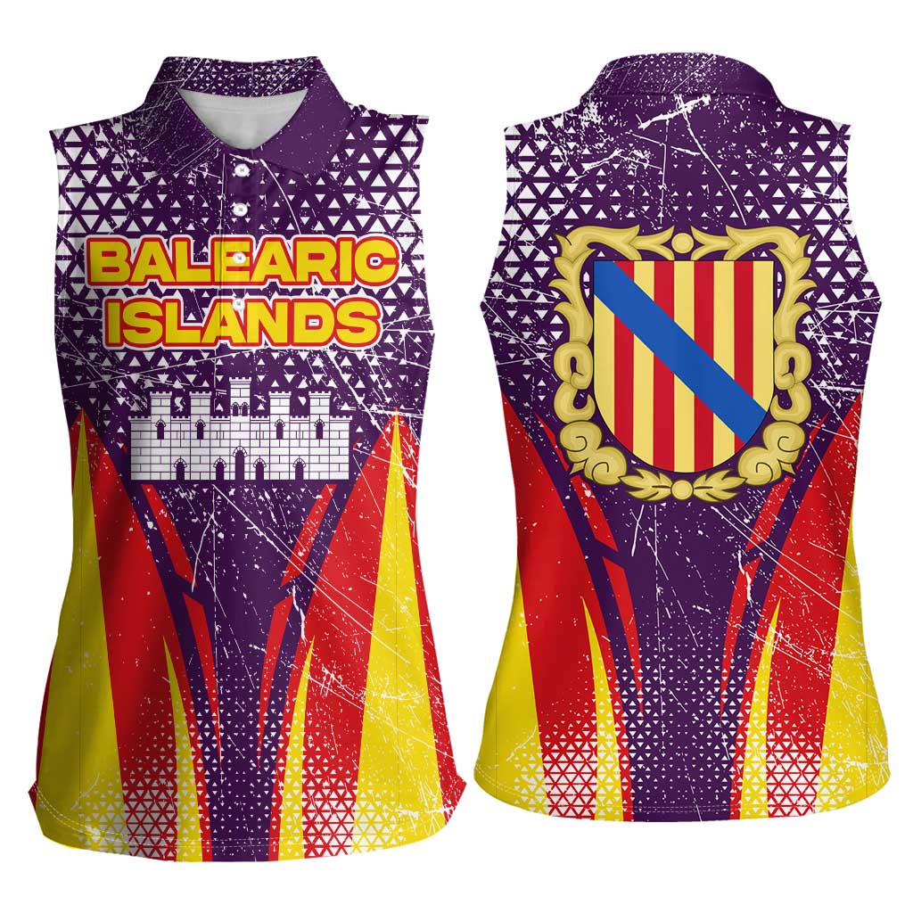 Balearic Islands Flag Women Sleeveless Polo Shirt Autonomous Community of Spain - Wonder Print Shop