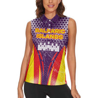 Balearic Islands Flag Women Sleeveless Polo Shirt Autonomous Community of Spain - Wonder Print Shop