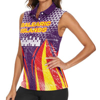 Balearic Islands Flag Women Sleeveless Polo Shirt Autonomous Community of Spain - Wonder Print Shop