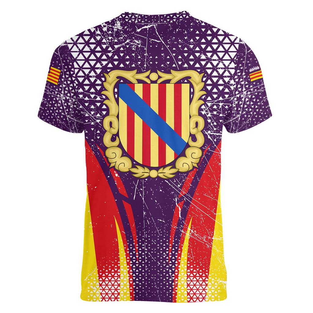 Balearic Islands Flag Women V-Neck T-Shirt Autonomous Community of Spain - Wonder Print Shop