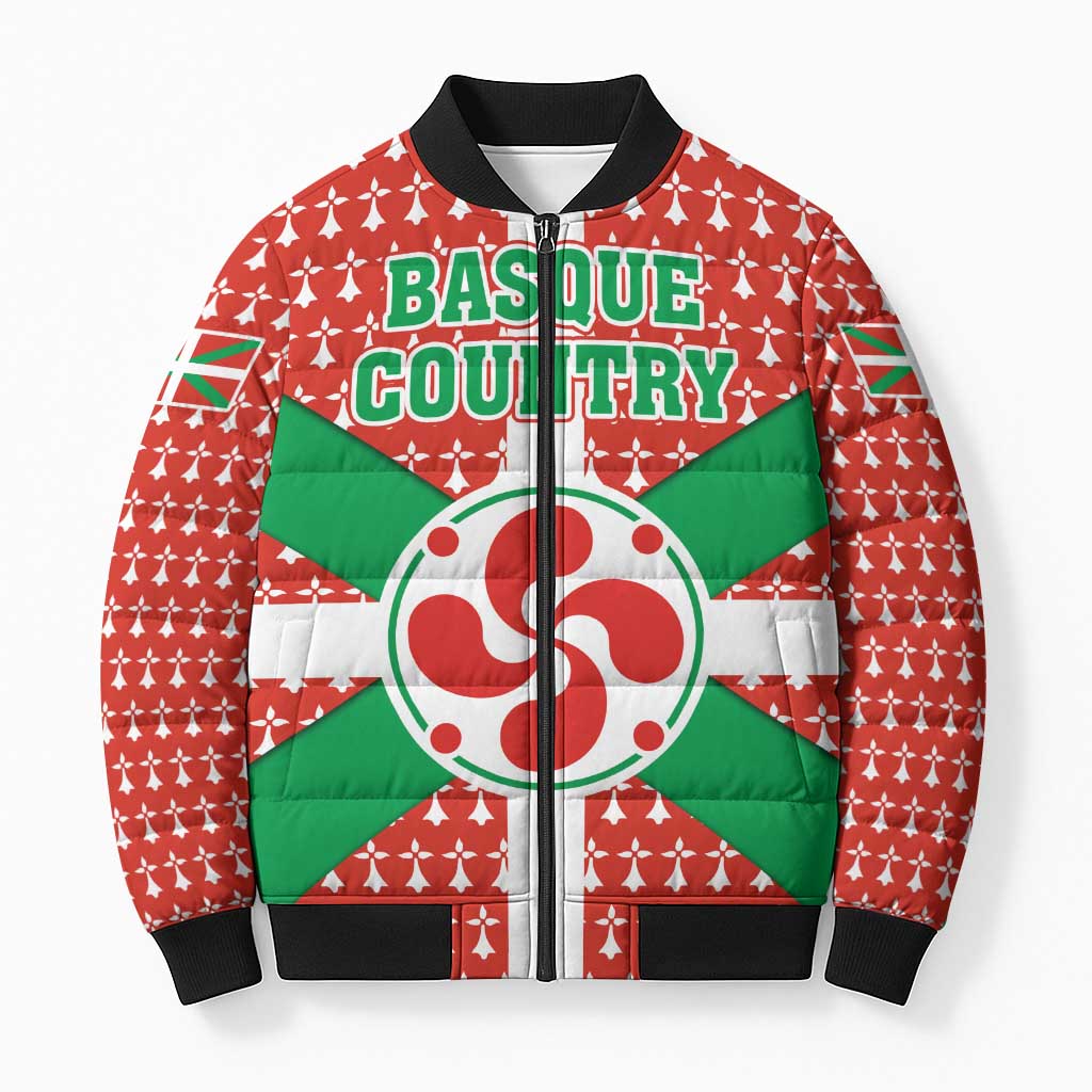 Basque Country Flag Bomber Puffer Jacket Autonomous Community of Spain - Wonder Print Shop