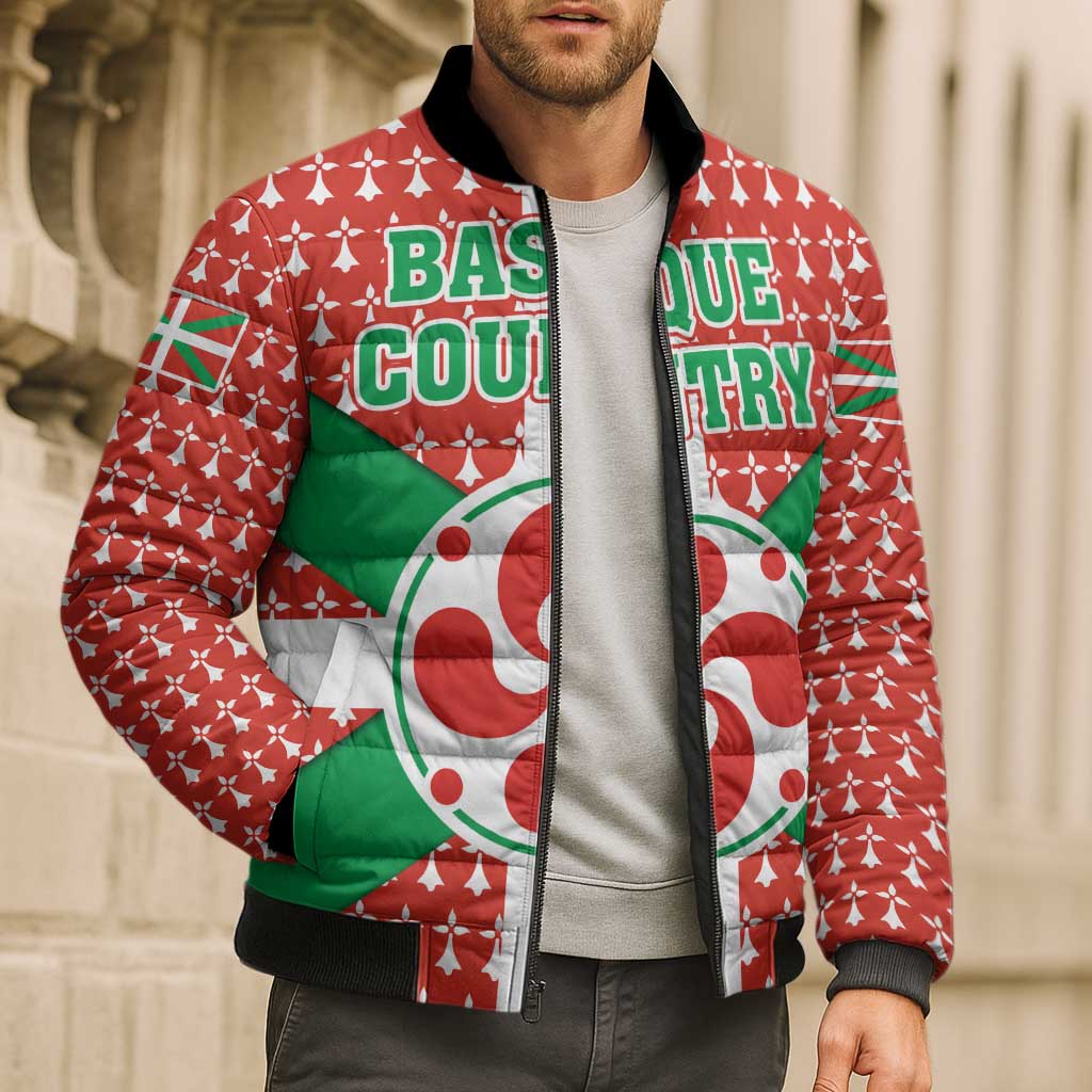 Basque Country Flag Bomber Puffer Jacket Autonomous Community of Spain - Wonder Print Shop