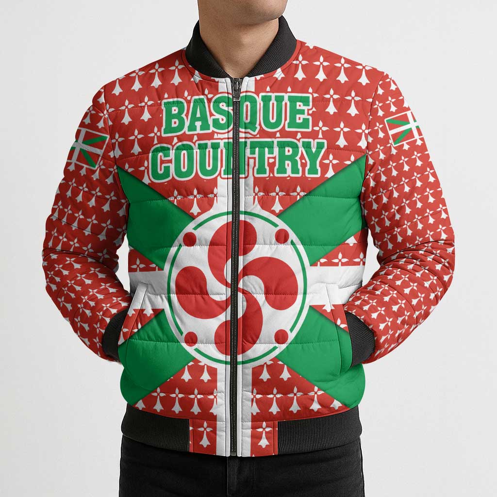 Basque Country Flag Bomber Puffer Jacket Autonomous Community of Spain - Wonder Print Shop