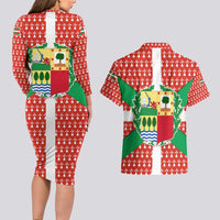 Basque Country Flag Couples Matching Long Sleeve Bodycon Dress and Hawaiian Shirt Autonomous Community of Spain - Wonder Print Shop