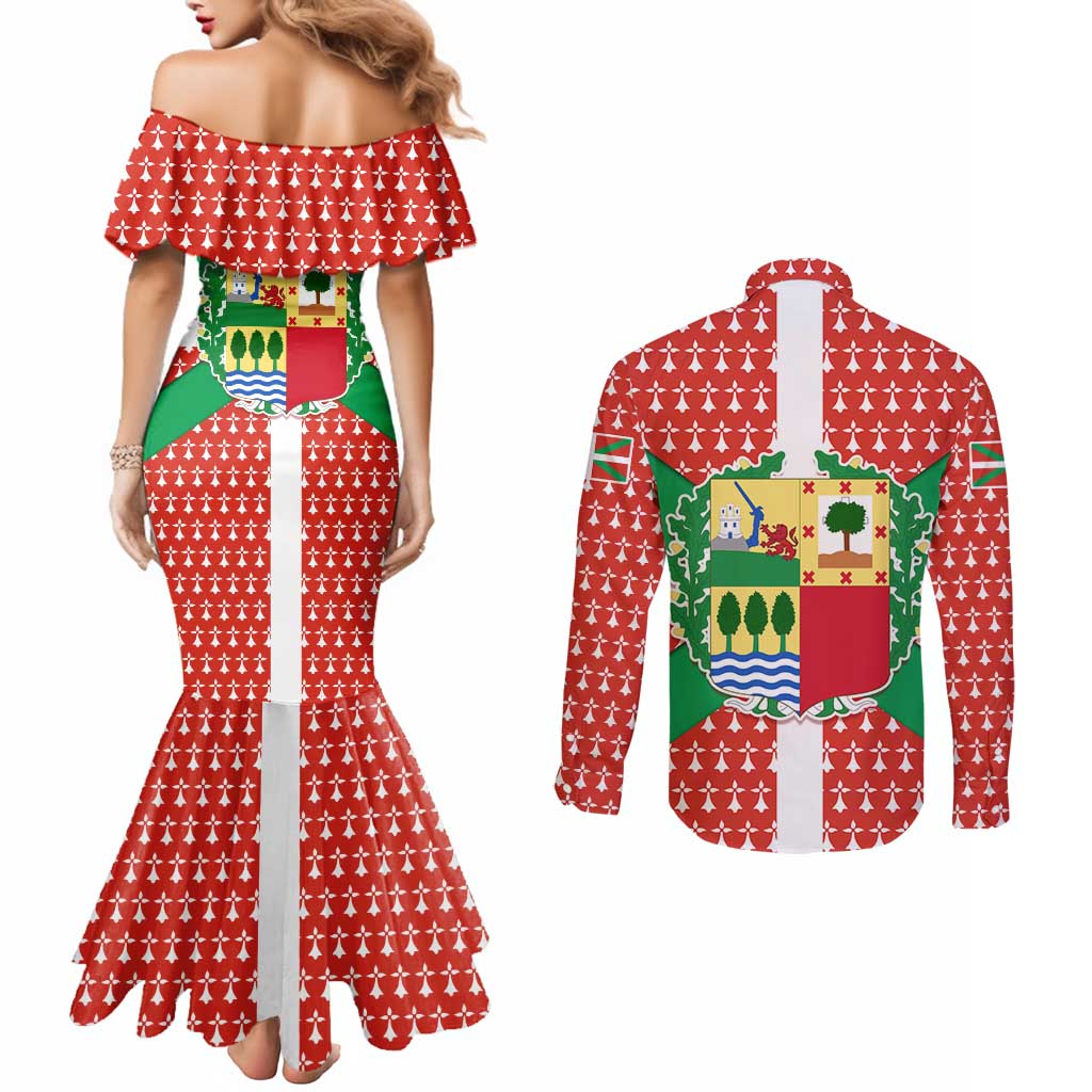 Basque Country Flag Couples Matching Mermaid Dress and Long Sleeve Button Shirt Autonomous Community of Spain - Wonder Print Shop