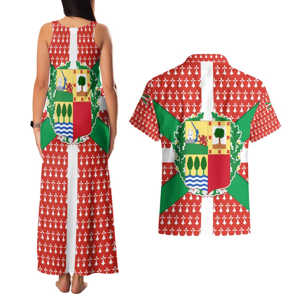 Basque Country Flag Couples Matching Tank Maxi Dress and Hawaiian Shirt Autonomous Community of Spain - Wonder Print Shop