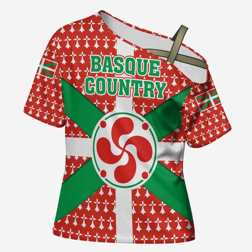 Basque Country Flag Cross Shoulder Shirt Autonomous Community of Spain - Wonder Print Shop