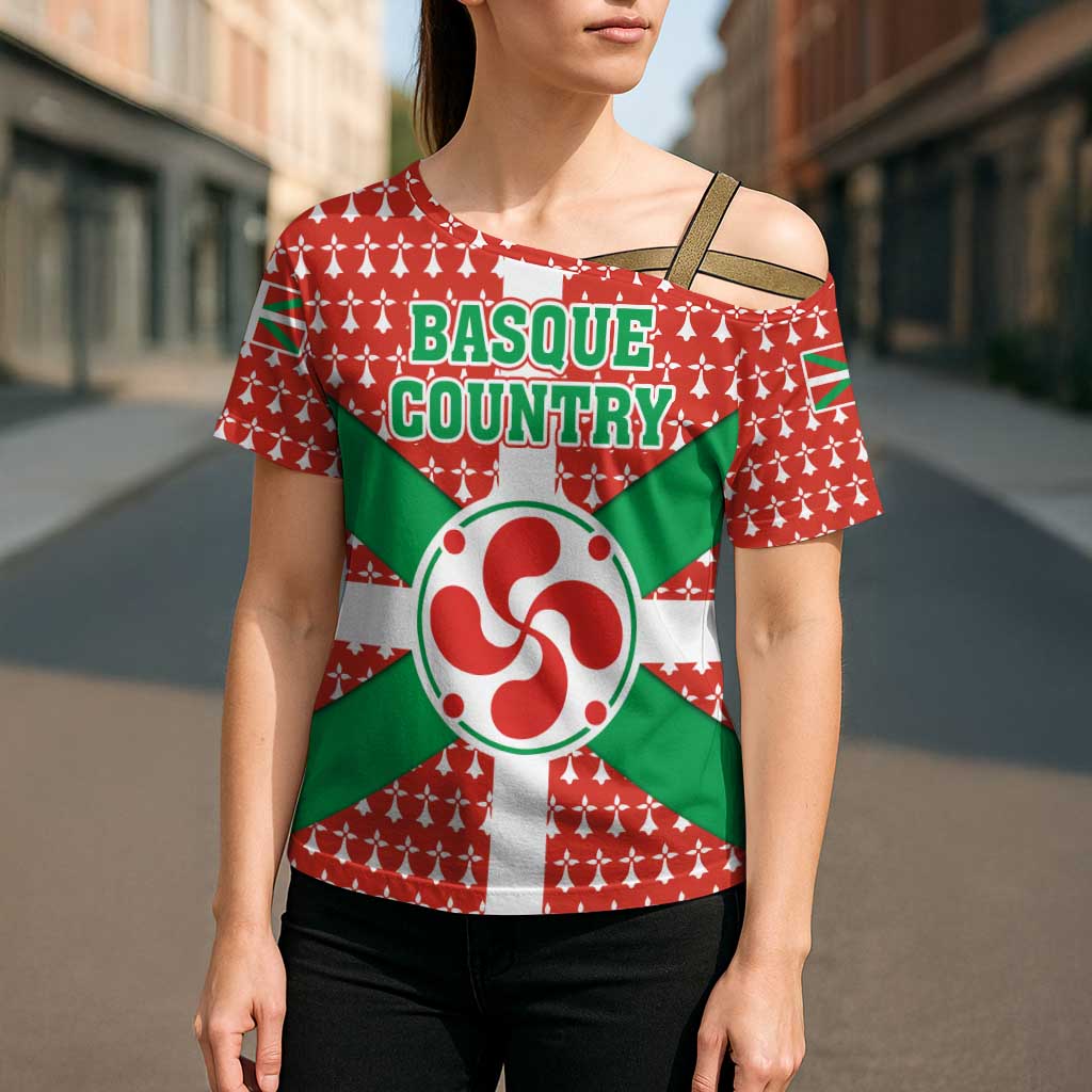 Basque Country Flag Cross Shoulder Shirt Autonomous Community of Spain - Wonder Print Shop