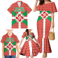 Basque Country Flag Family Matching Mermaid Dress and Hawaiian Shirt Autonomous Community of Spain - Wonder Print Shop