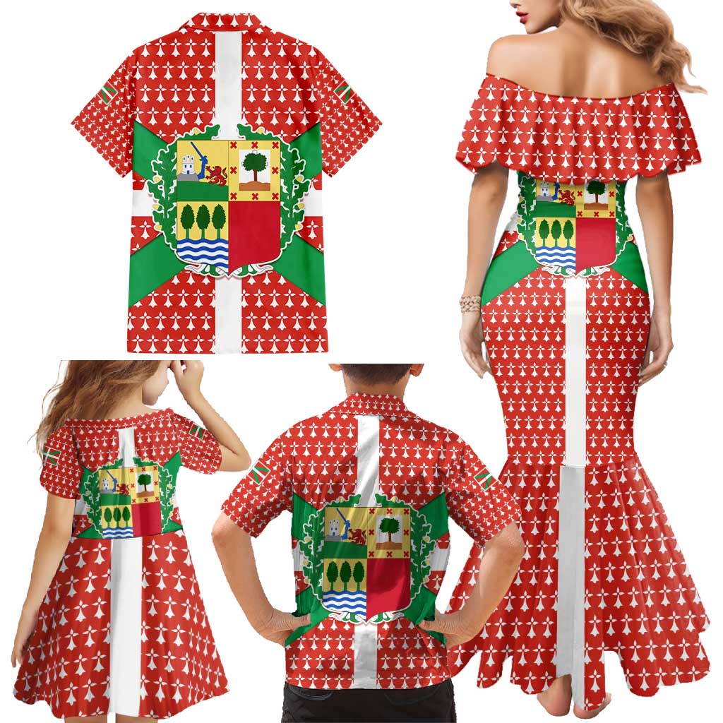 Basque Country Flag Family Matching Mermaid Dress and Hawaiian Shirt Autonomous Community of Spain - Wonder Print Shop