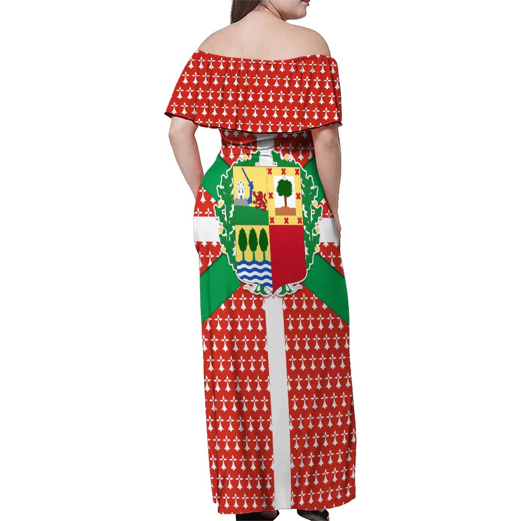 Basque Country Flag Family Matching Off Shoulder Maxi Dress and Hawaiian Shirt Autonomous Community of Spain - Wonder Print Shop