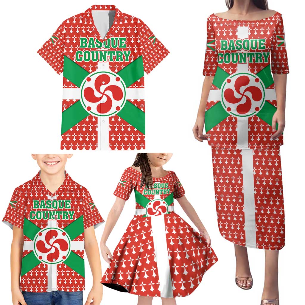 Basque Country Flag Family Matching Puletasi and Hawaiian Shirt Autonomous Community of Spain - Wonder Print Shop