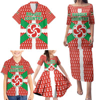 Basque Country Flag Family Matching Puletasi and Hawaiian Shirt Autonomous Community of Spain - Wonder Print Shop