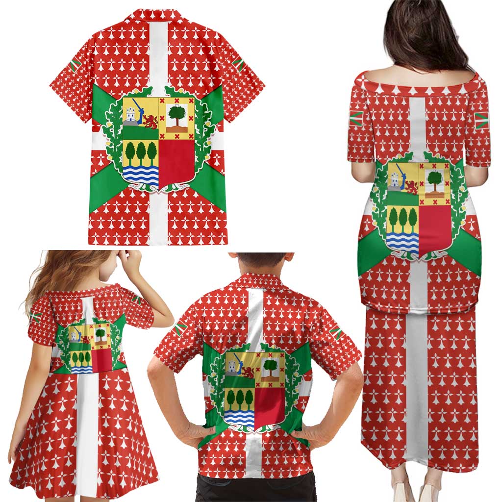 Basque Country Flag Family Matching Puletasi and Hawaiian Shirt Autonomous Community of Spain - Wonder Print Shop