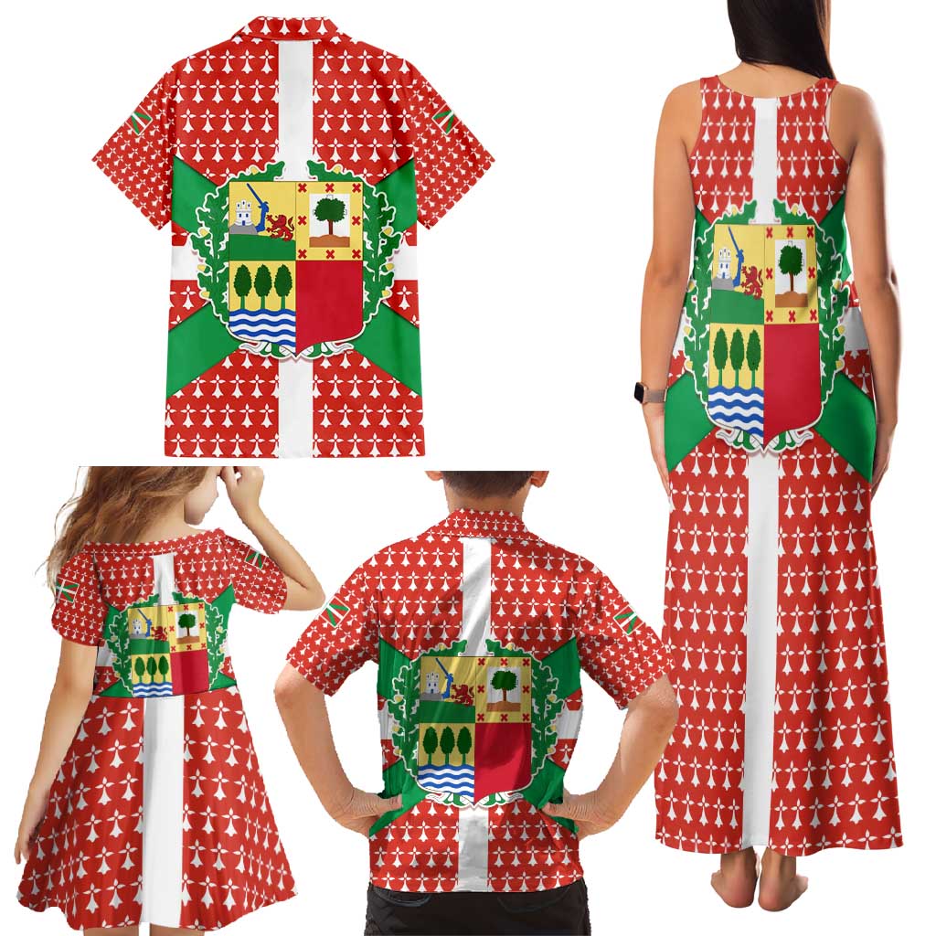 Basque Country Flag Family Matching Tank Maxi Dress and Hawaiian Shirt Autonomous Community of Spain - Wonder Print Shop