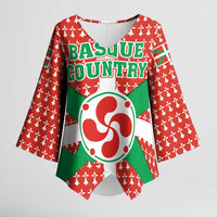 Basque Country Flag Kimono Sleeve Blouse Autonomous Community of Spain - Wonder Print Shop