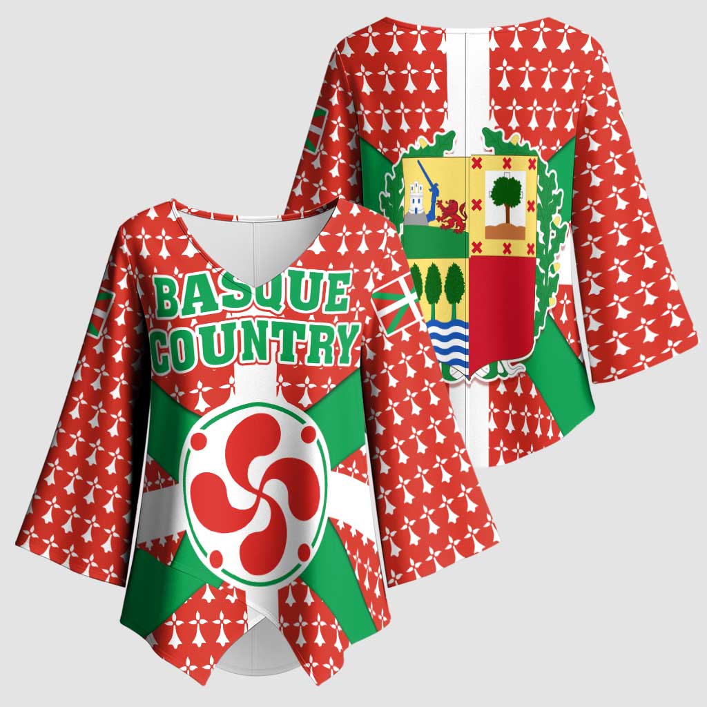 Basque Country Flag Kimono Sleeve Blouse Autonomous Community of Spain - Wonder Print Shop