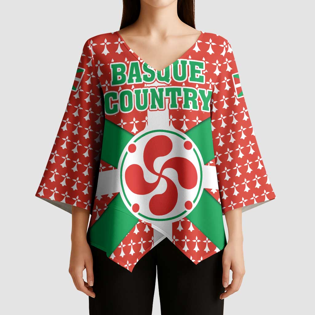 Basque Country Flag Kimono Sleeve Blouse Autonomous Community of Spain - Wonder Print Shop