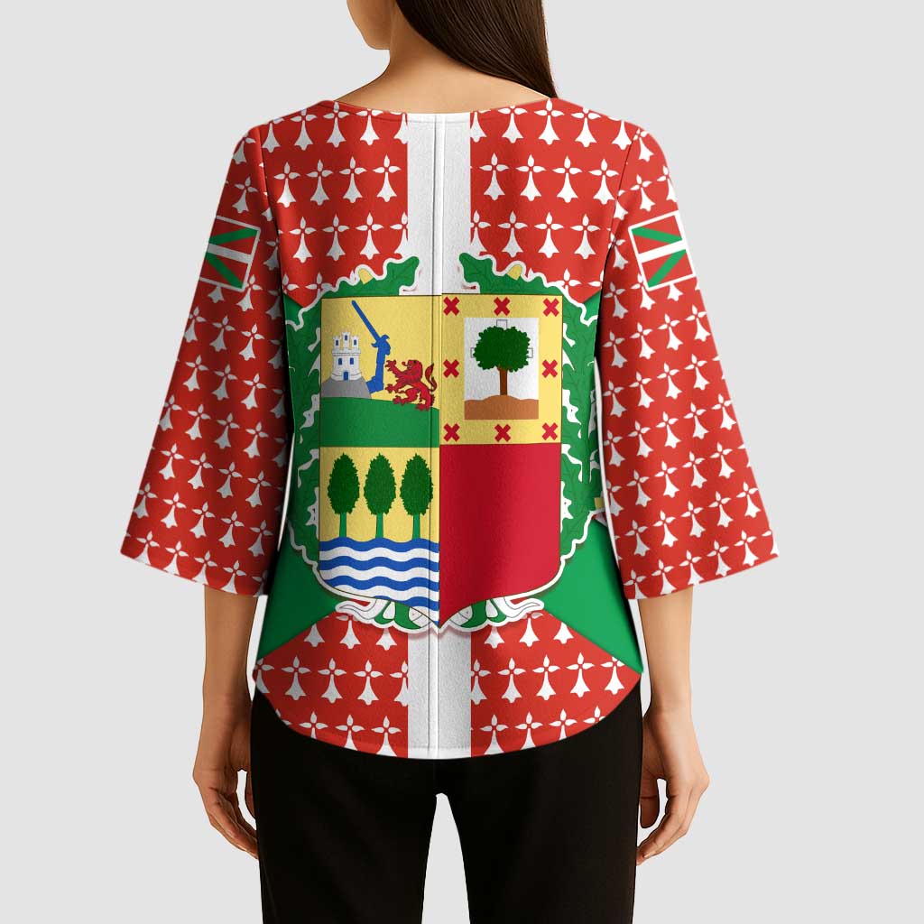Basque Country Flag Kimono Sleeve Blouse Autonomous Community of Spain - Wonder Print Shop