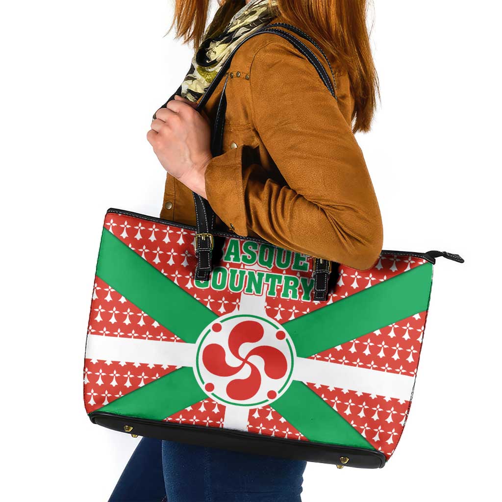 Basque Country Flag Leather Tote Bag Autonomous Community of Spain - Wonder Print Shop
