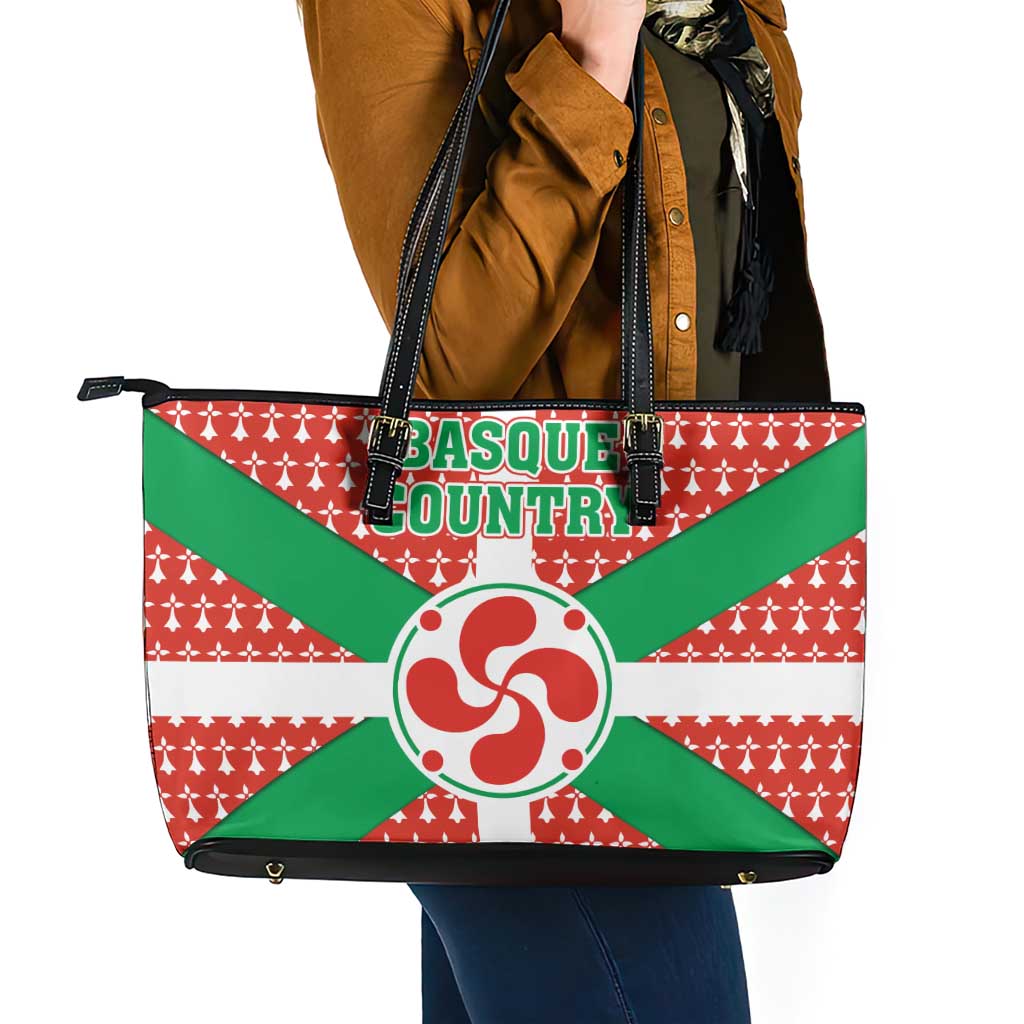 Basque Country Flag Leather Tote Bag Autonomous Community of Spain - Wonder Print Shop