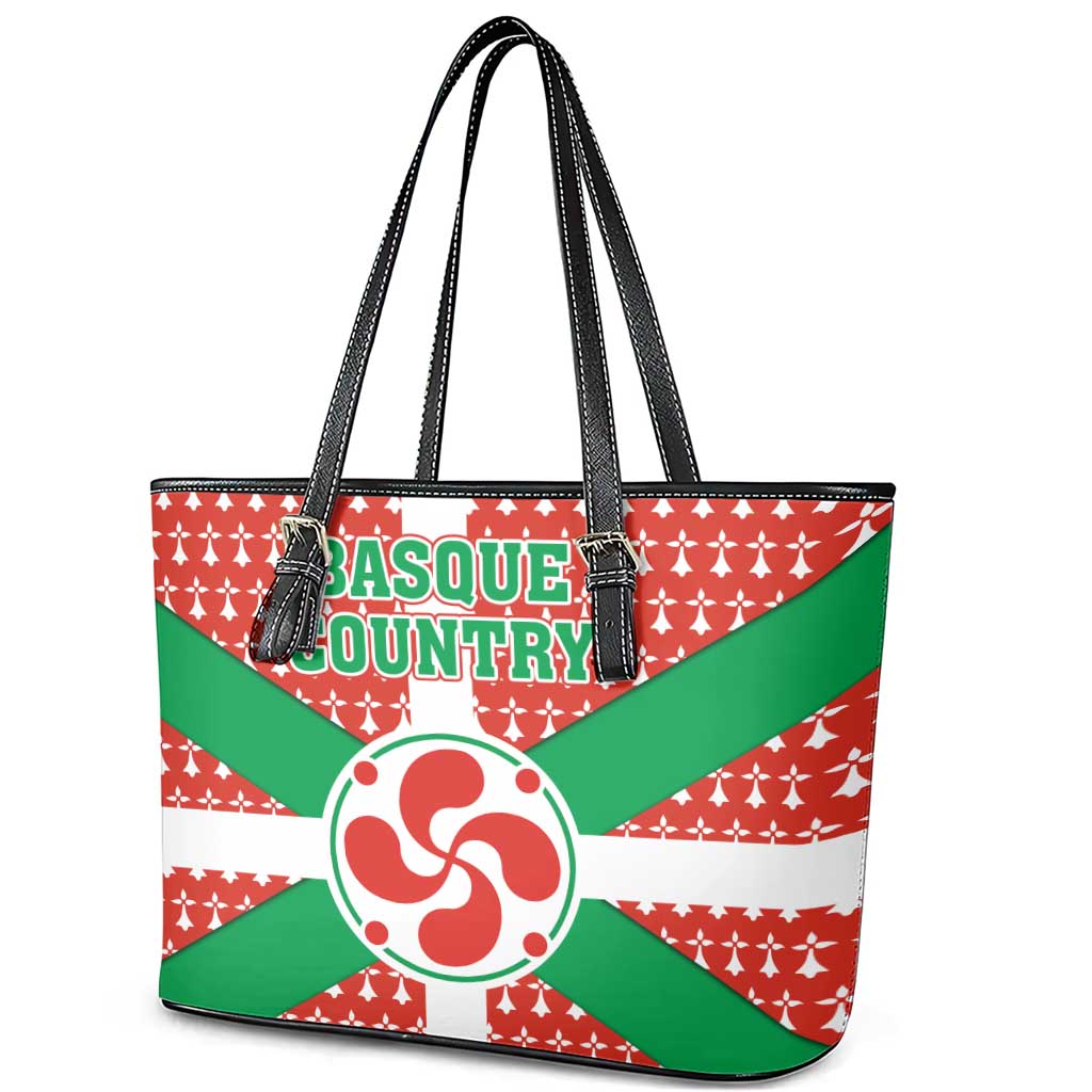 Basque Country Flag Leather Tote Bag Autonomous Community of Spain - Wonder Print Shop