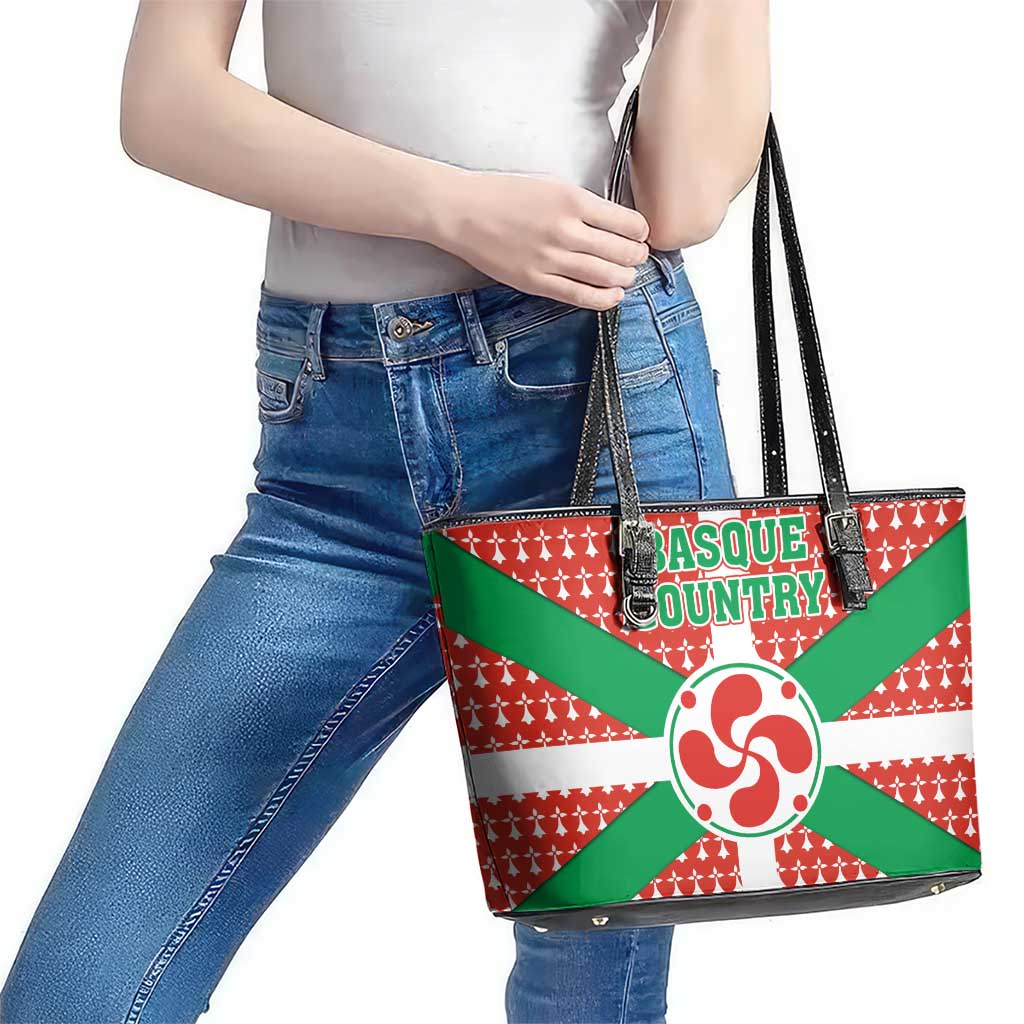 Basque Country Flag Leather Tote Bag Autonomous Community of Spain - Wonder Print Shop