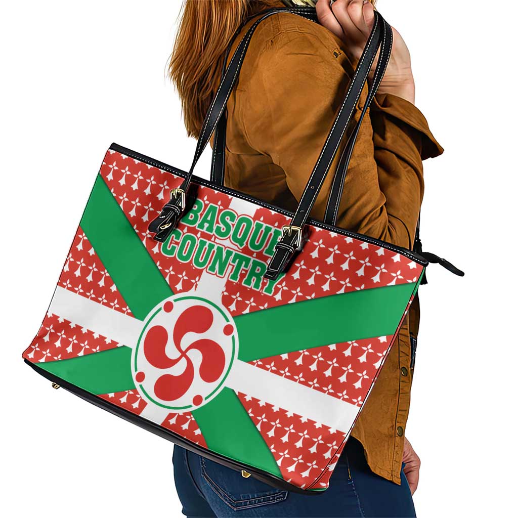 Basque Country Flag Leather Tote Bag Autonomous Community of Spain - Wonder Print Shop