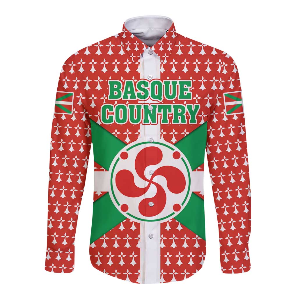 Basque Country Flag Long Sleeve Button Shirt Autonomous Community of Spain - Wonder Print Shop