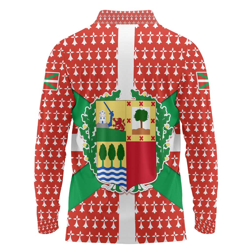 Basque Country Flag Long Sleeve Polo Shirt Autonomous Community of Spain - Wonder Print Shop