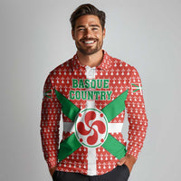 Basque Country Flag Long Sleeve Polo Shirt Autonomous Community of Spain - Wonder Print Shop