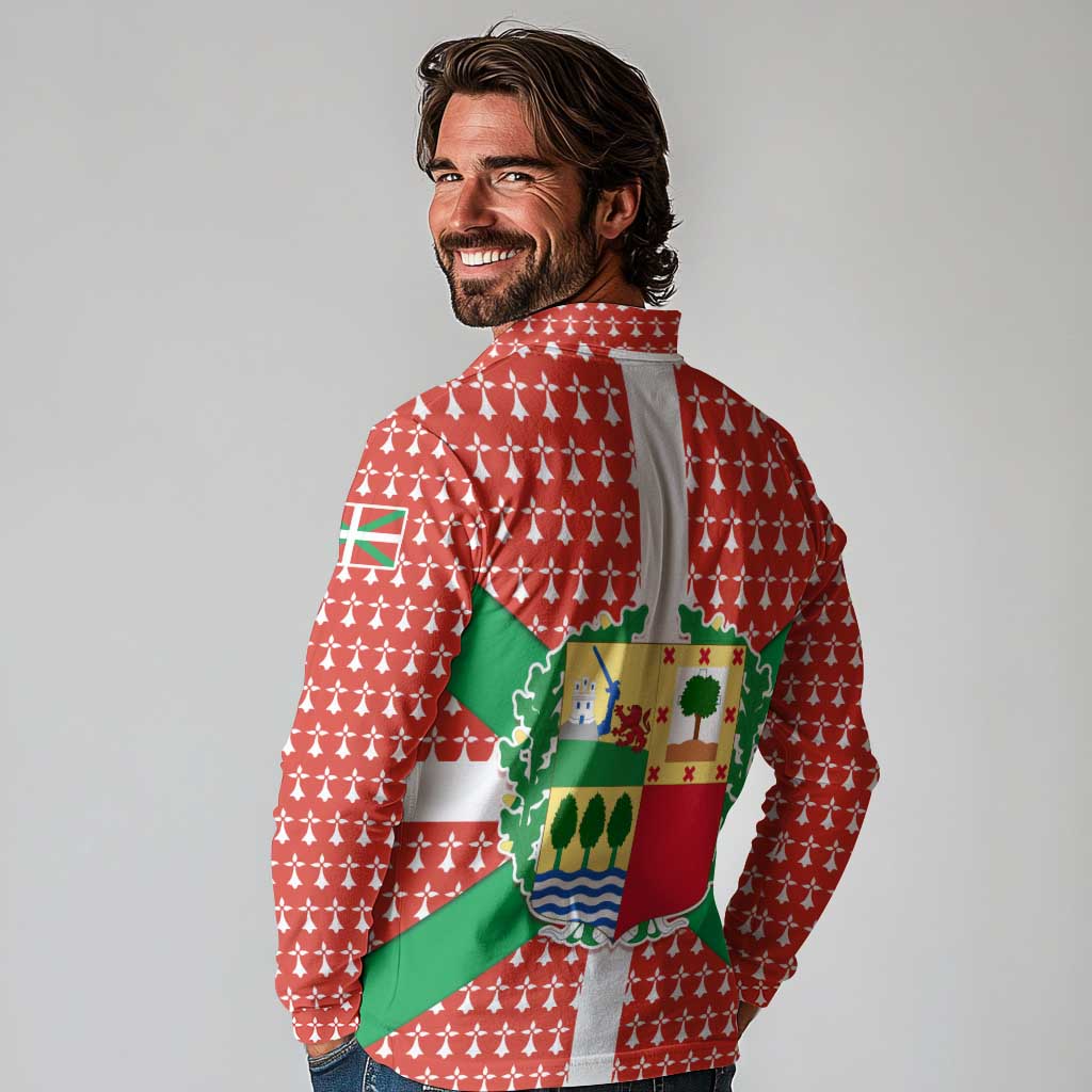 Basque Country Flag Long Sleeve Polo Shirt Autonomous Community of Spain - Wonder Print Shop