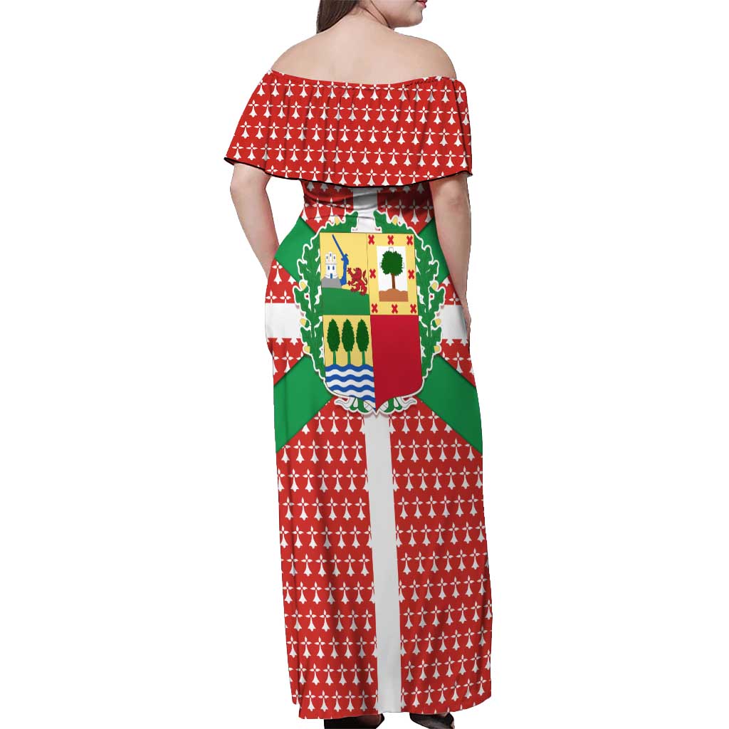 Basque Country Flag Off Shoulder Maxi Dress Autonomous Community of Spain - Wonder Print Shop