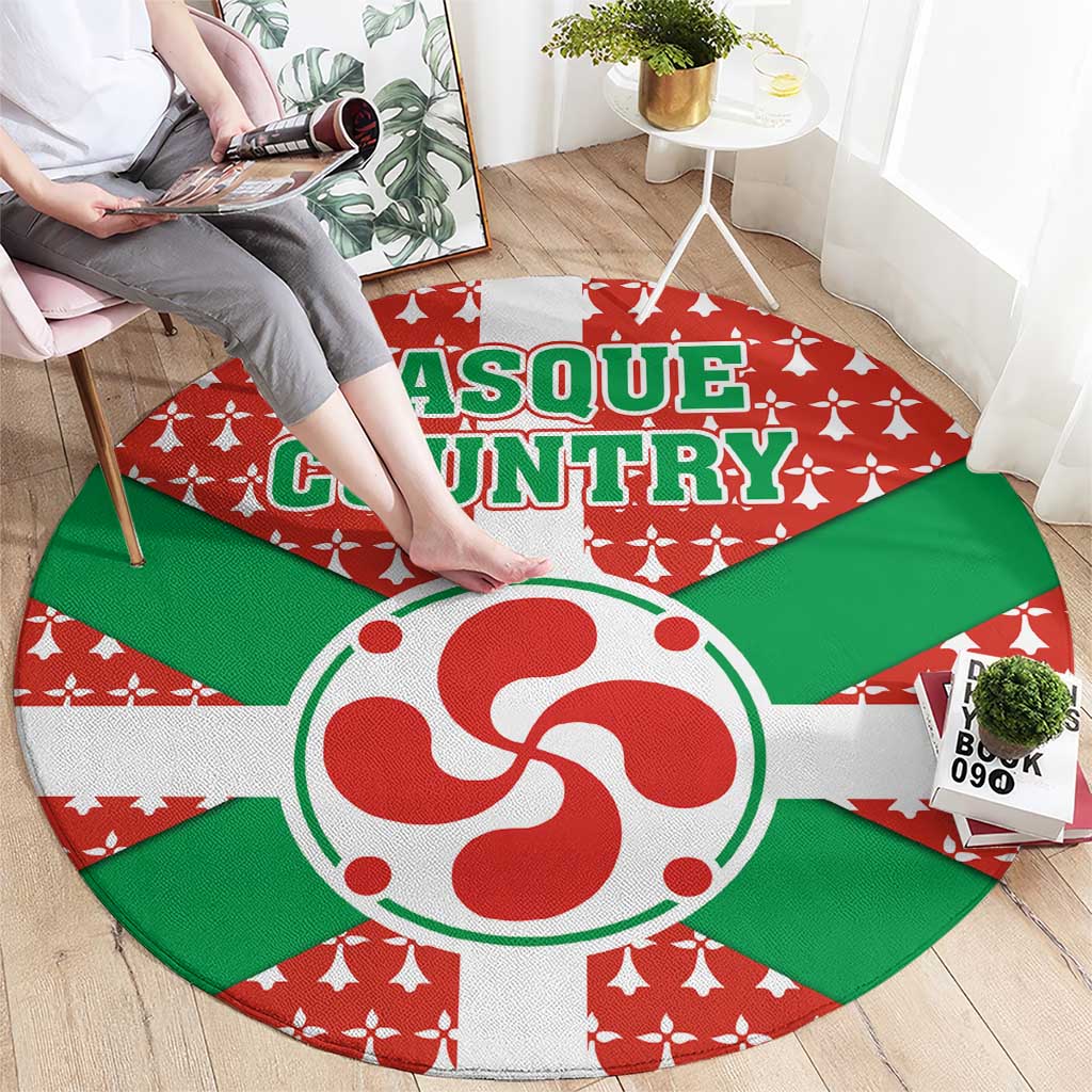Basque Country Flag Round Carpet Autonomous Community of Spain - Wonder Print Shop