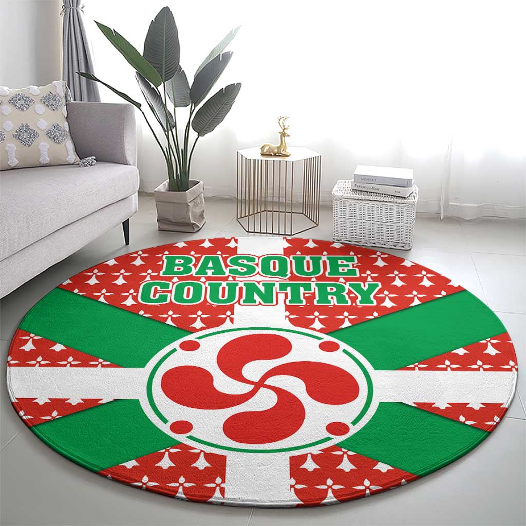 Basque Country Flag Round Carpet Autonomous Community of Spain - Wonder Print Shop