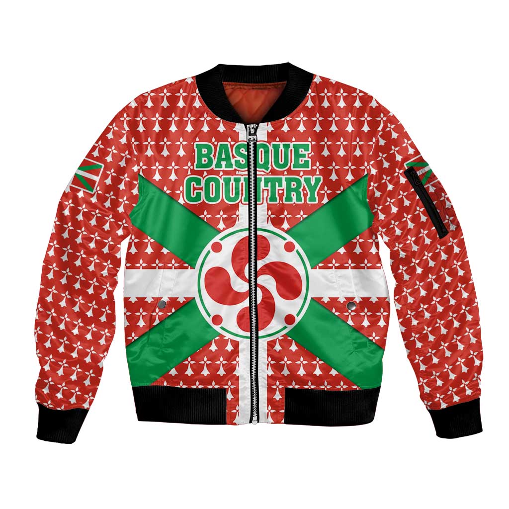Basque Country Flag Sleeve Zip Bomber Jacket Autonomous Community of Spain - Wonder Print Shop