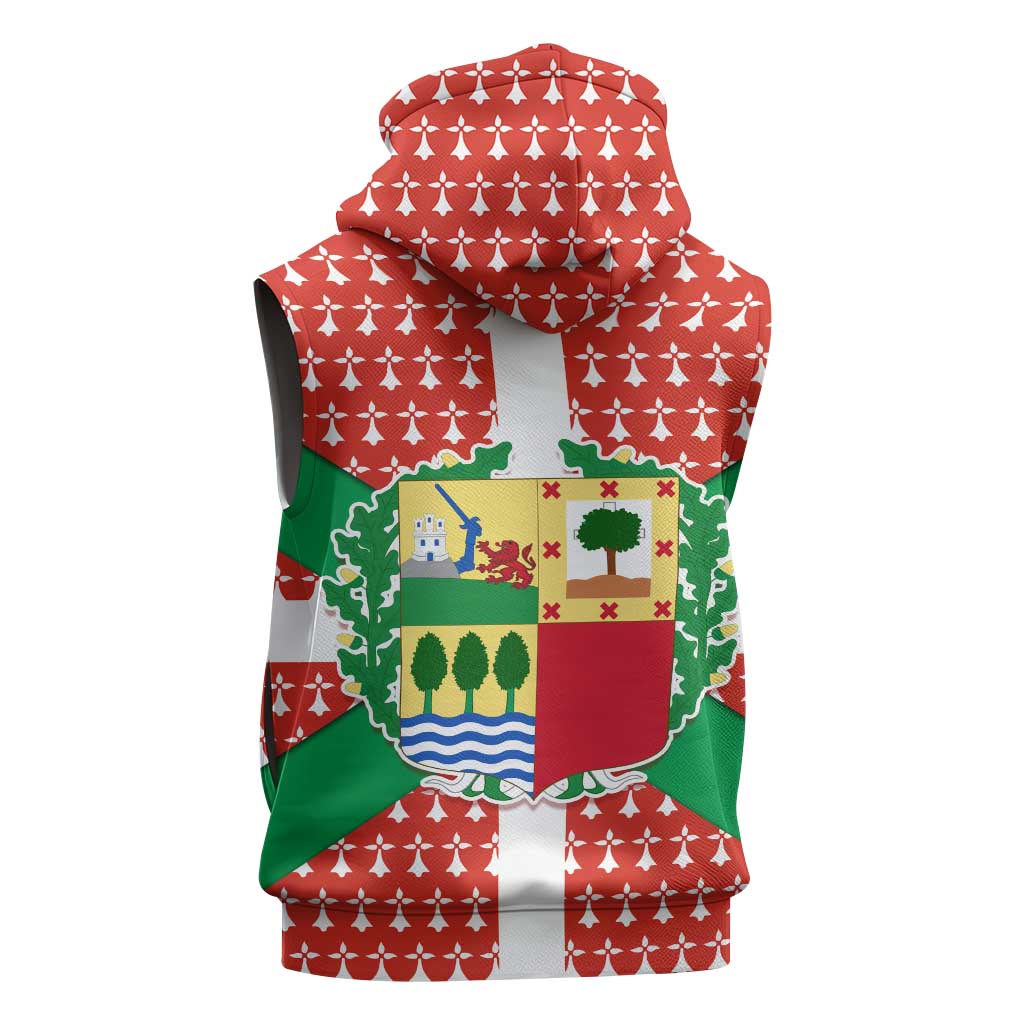 Basque Country Flag Sleeveless Hoodie Autonomous Community of Spain - Wonder Print Shop