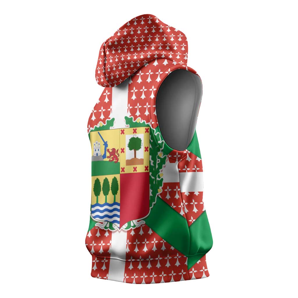 Basque Country Flag Sleeveless Hoodie Autonomous Community of Spain - Wonder Print Shop