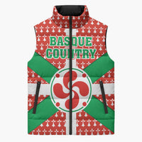 Basque Country Flag Sleeveless Puffer Jacket Autonomous Community of Spain - Wonder Print Shop