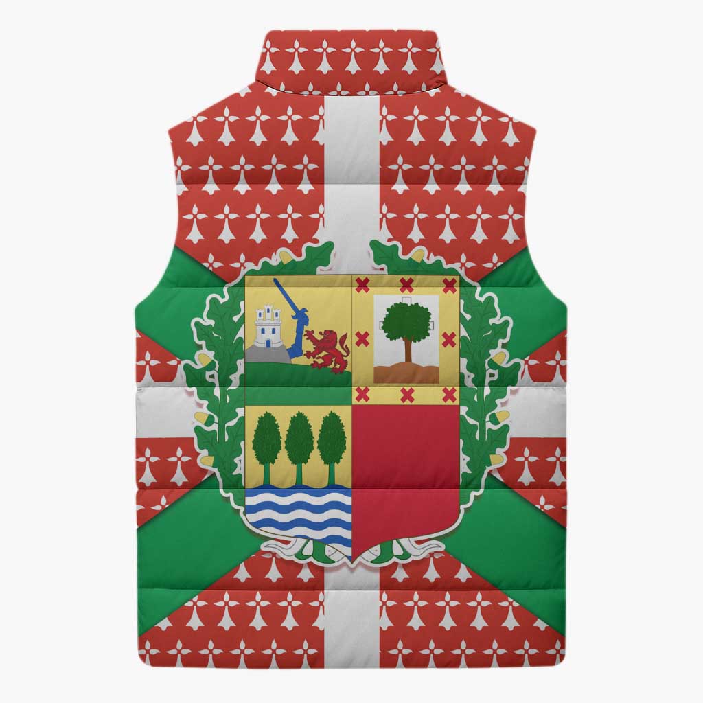 Basque Country Flag Sleeveless Puffer Jacket Autonomous Community of Spain - Wonder Print Shop