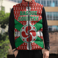 Basque Country Flag Sleeveless Puffer Jacket Autonomous Community of Spain - Wonder Print Shop