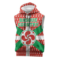Basque Country Flag Sleeveless Zip Hoodie Autonomous Community of Spain - Wonder Print Shop