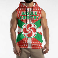 Basque Country Flag Sleeveless Zip Hoodie Autonomous Community of Spain - Wonder Print Shop