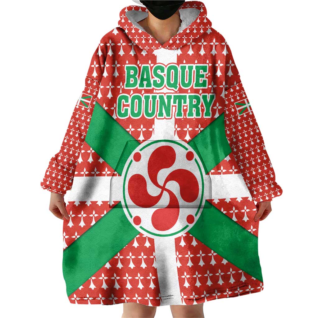 Basque Country Flag Wearable Blanket Hoodie Autonomous Community of Spain - Wonder Print Shop