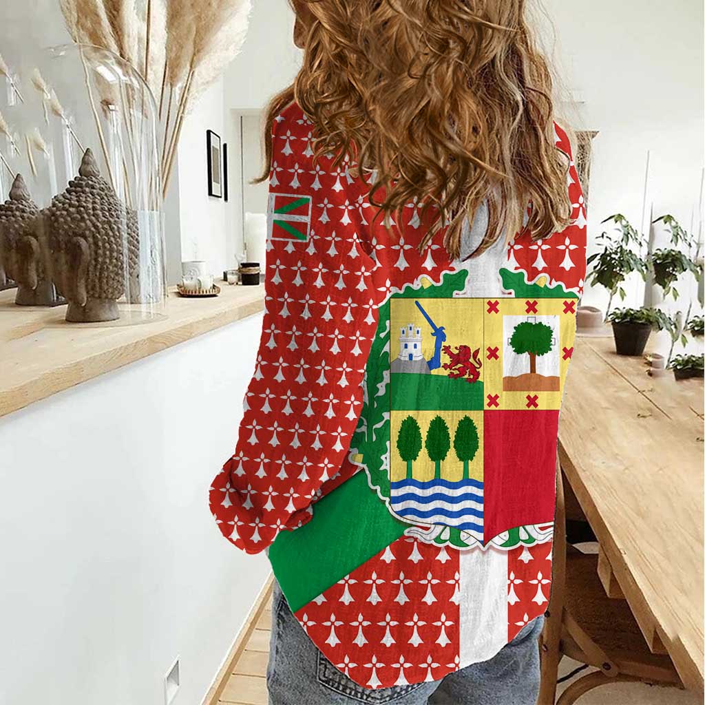 Basque Country Flag Women Casual Shirt Autonomous Community of Spain - Wonder Print Shop