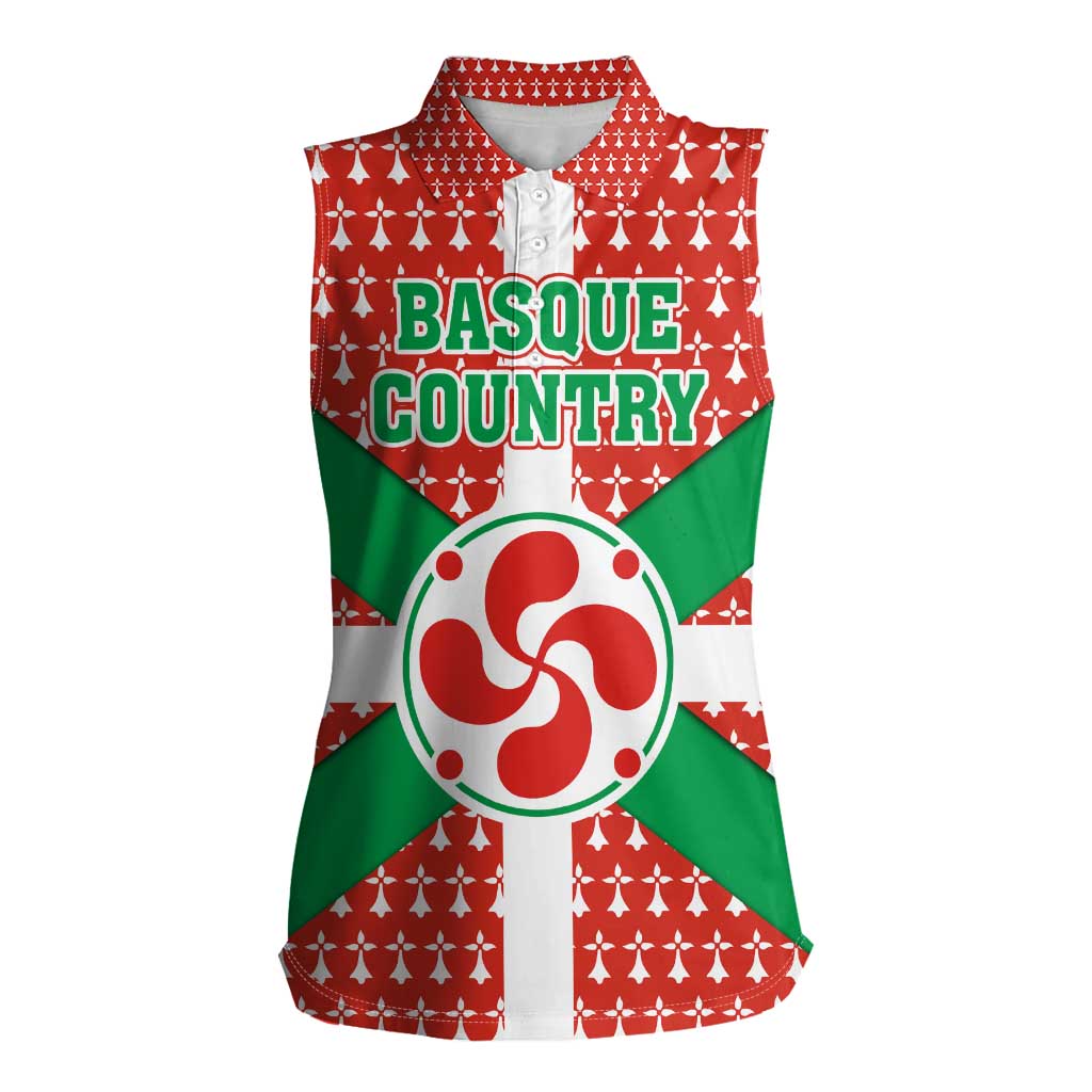Basque Country Flag Women Sleeveless Polo Shirt Autonomous Community of Spain - Wonder Print Shop