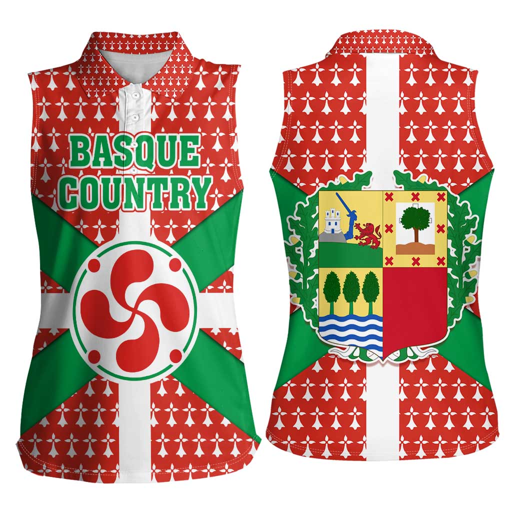 Basque Country Flag Women Sleeveless Polo Shirt Autonomous Community of Spain - Wonder Print Shop