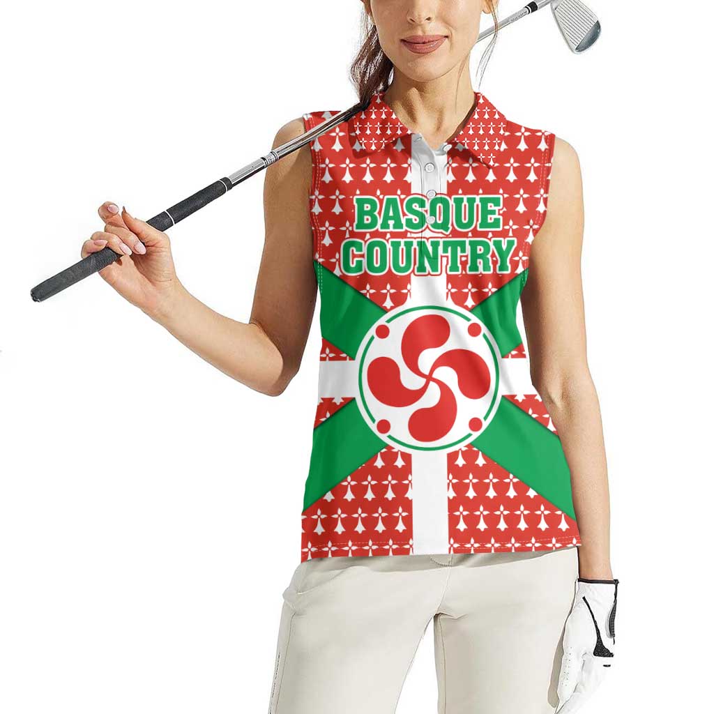Basque Country Flag Women Sleeveless Polo Shirt Autonomous Community of Spain - Wonder Print Shop